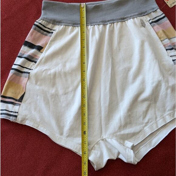 NWT FP Movemen Ivory Textured Camper Stripes Cotton Mini Shorts, size S - Picture 6 of 8